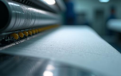Close-up of microfibre cloth production